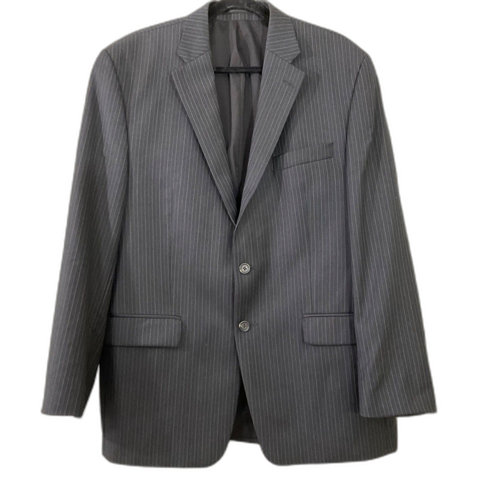 Vtg. Lauren Ralph Lauren Blazer Jacket Sport Coat Men Size 42R Gray Stripe Wool
